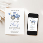 Thème du Tracteur bleu Anniversaire Invitation