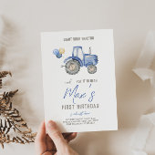Thème du Tracteur bleu Anniversaire Invitation