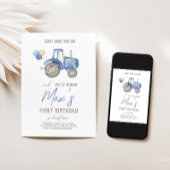 Thème du Tracteur bleu Anniversaire Invitation