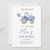 Thème du Tracteur bleu Anniversaire Invitation (Devant)