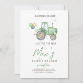 Thème du Tracteur vert Invitation d'anniversaire (Devant)