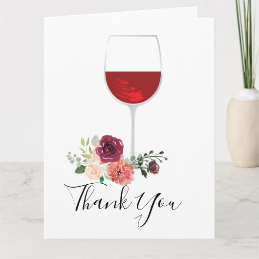 thème du vin, carte de remerciements (Devant)