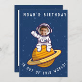 Thème Espace Anniversaire Invitation de fête - Pho (Devant / Derrière)