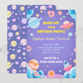 Thème Espace de la carte d'invitation Anniversaire (Devant / Derrière)