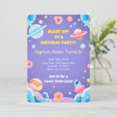 Thème Espace de la carte d'invitation Anniversaire (Debout devant)