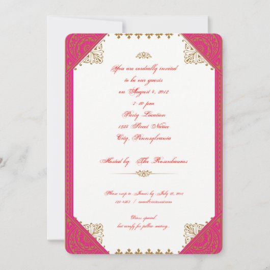 Thème Ethnique Marocain Invitation Anniversaire (Devant)