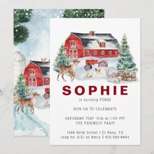 Thème Ferme d'Hiver Invitation Anniversaire de G