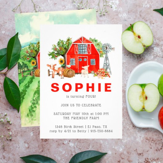 Thème Ferme | Invitation Anniversaire Fête de Gran
