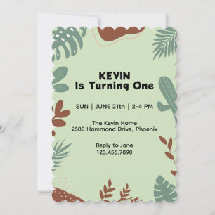 Thème Feuille Première Invitation Anniversaire