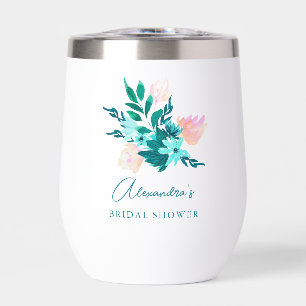 Thème floral aquarelle sarcelle et pêche pour douc