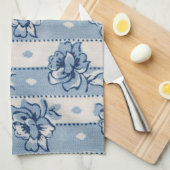 Thème floral bleu classique | Serviettes de cuisin (Quart Plié)