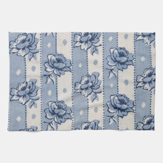 Thème floral bleu classique | Serviettes de cuisin (Horizontal)