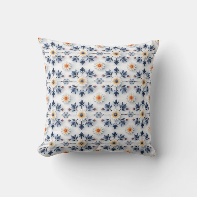 Thème floral de couleur claire sur Coussin (Recto)
