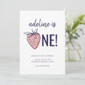 Thème fraise Premier anniversaire Invitations de f (Debout devant)