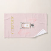 Thème Français Pink Parfum Bouteille Chic Monogram (Serviette à main)