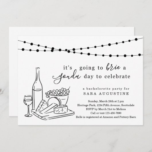 Thème Fromage Bachelorette Fête Invitation (Devant / Derrière)