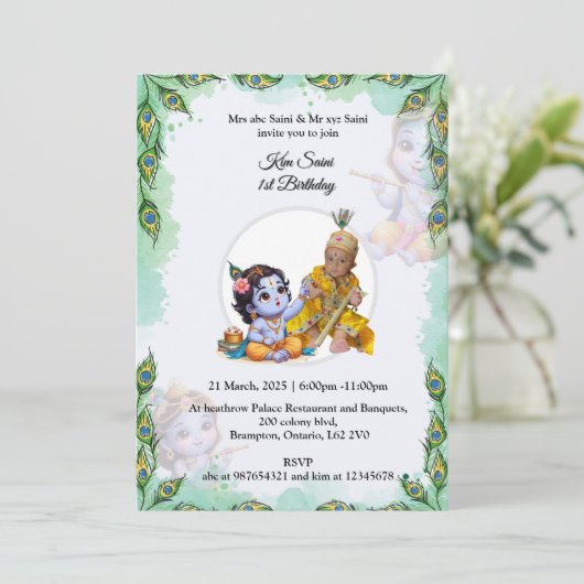 THÈME KRISHNA INVITATION ANNIVERSAIRE (Debout devant)