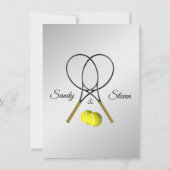 Thème Mariage de tennis Invitations Argent (Dos)