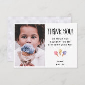 Thème Merci Carte photo de crème glacée (Devant / Derrière)