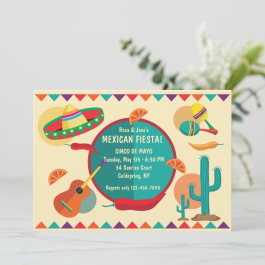 Thème mexicain Cinco de Mayo Party Invitation (Debout devant)