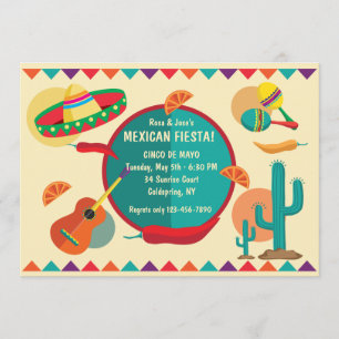 Thème mexicain Cinco de Mayo Party Invitation