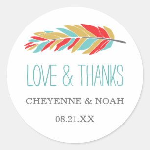 Thème natif Stickers Favor Merci Mariage