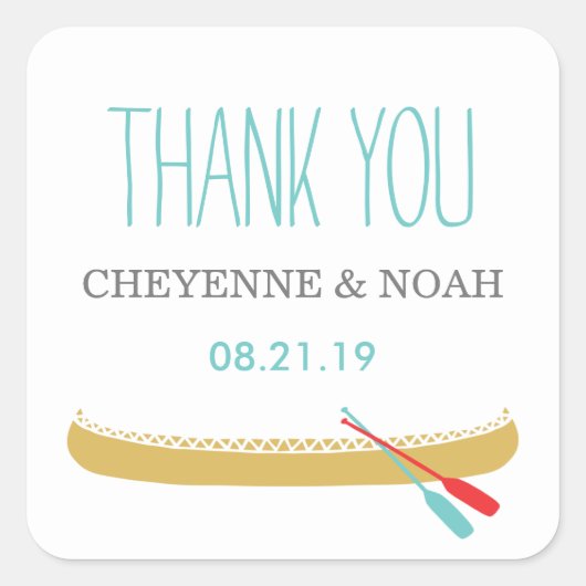 Thème natif | Stickers Favour Mariage Canoë (Devant)