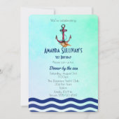 Thème Nautique Avec Ancre Anniversaire Invitation (Devant)