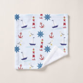 Thème nautique Bateaux et phares Bleu (Gant de toilette)