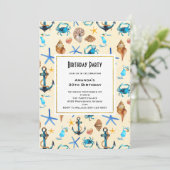 Thème nautique Coquillages Invitation d'anniversai (Debout devant)