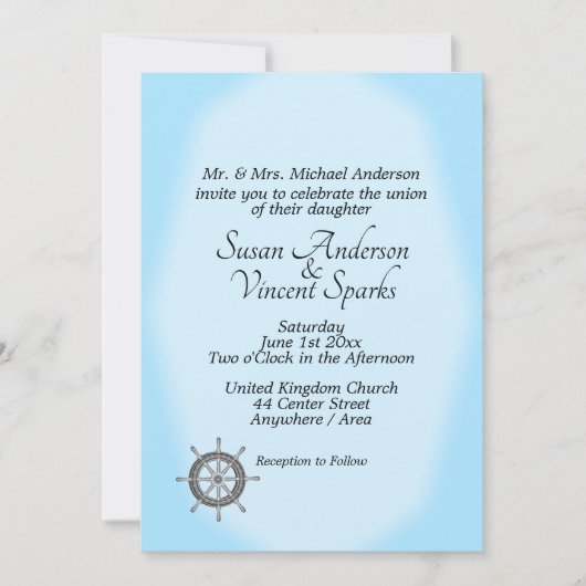Thème nautique Faire-part de mariage Bleu (Devant)