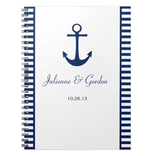 Thème nautique Marine Bleu Blancs Livre d'hôte (Devant)