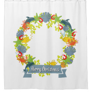 Thème Nautique Thème Noël Wreath Douche rideau