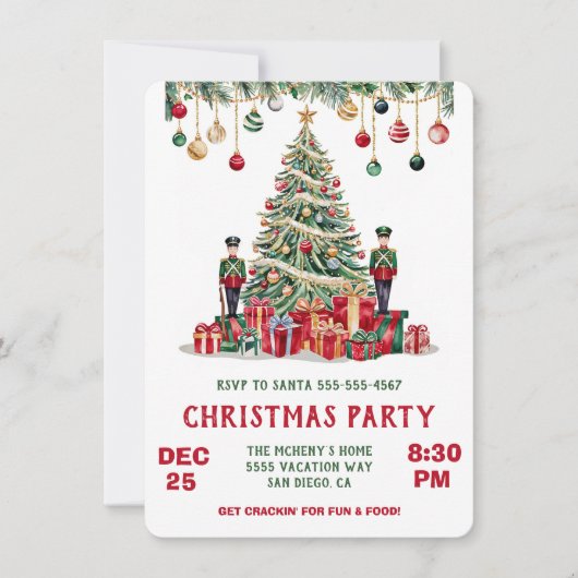 Thème Nutcracker de la carte d'invitation de Noël (Devant)