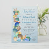 thème océanique Baby shower bleu Invitations (Debout devant)