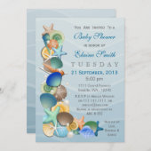 thème océanique Baby shower bleu Invitations (Devant / Derrière)
