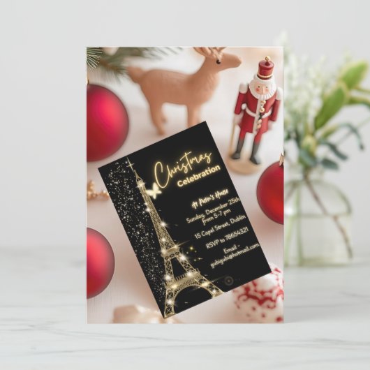 Thème Or Tour Eiffel - Invitation de Noël (Debout devant)