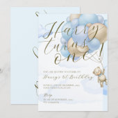 Thème Ours Enfants 1er Anniversaire Invitation (Devant / Derrière)