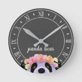 Thème Panda Horloge Ronde Rustique Noir et Blanc (Recto)