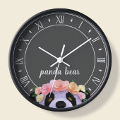 Thème Panda Horloge Ronde Rustique Noir et Blanc