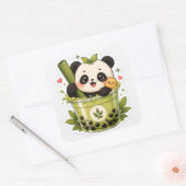 Thème Panda Mignon Matcha Bubble Tea Autocollant | (Enveloppe)