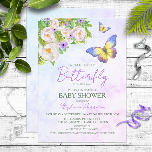 Thème Papillon Bébé Douche Invitations