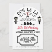 Thème Paris Filles Invitation Anniversaire (Devant)