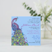 Thème Peacock Bat mitzvah Invitation Invitation bl (Debout devant)