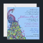 Thème Peacock Bat mitzvah Invitation Invitation bl<br><div class="desc">Tous mes designs sont des oeuvres originales d'un genre, conçues par moi ! On ne les trouve qu'ici ! La plupart sont créés à l'aide d'Adobe Illustrator ou d'Adobe Photoshop. D'autres sont des objets peints à la main uniques en aquarelle, gouache et encre indienne. Toutes les couleurs, polices et textes...</div>
