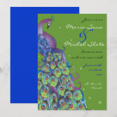 Thème Peacock Invitation feuille verte (Devant / Derrière)