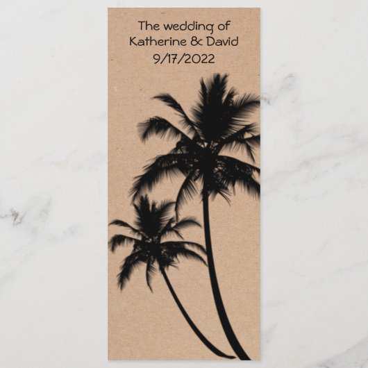 Thème Plage d'artisanat Mariage maigre Menu Table (Dos)