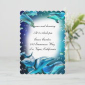 Thème Plage Dolphin Mariage Réception Invitation (Debout devant)