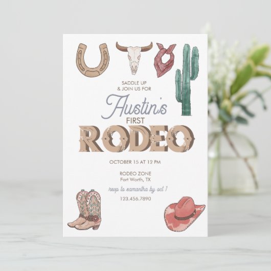 Thème Rodeo | 1er anniversaire Invitations (Debout devant)