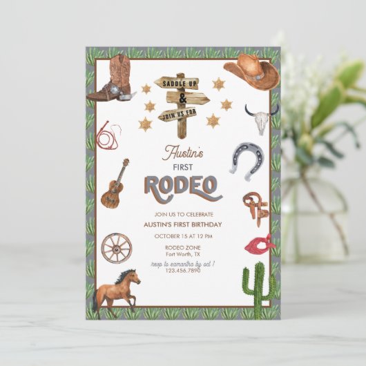 Thème Rodeo | 1er anniversaire Invitations (Debout devant)